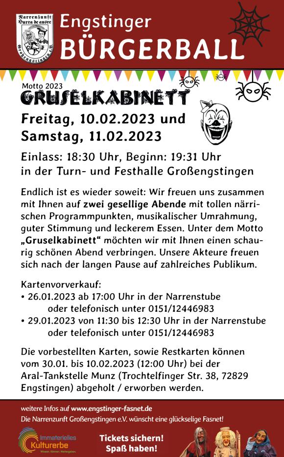 Bürgerball in Engstingen am 10.02.2023 und 11.02.2023